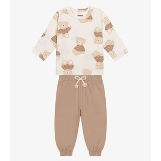 Conjunto Camiseta Com Calça Menino Bege