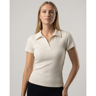 Camiseta Feminina Canelada Gola Polo Manga Curta P Ao G