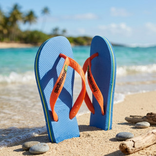 Chinelo Sandália Havaianas Brasil Logo Azul Laranja Unissex Original