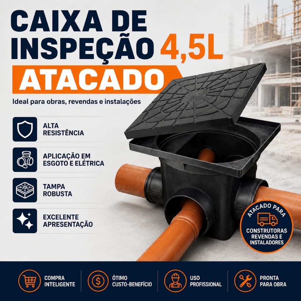 Caixa de Passagem Inspeção Esgoto Sujeira Banheiro 4,5 Litros Promoção Construção Black Friday