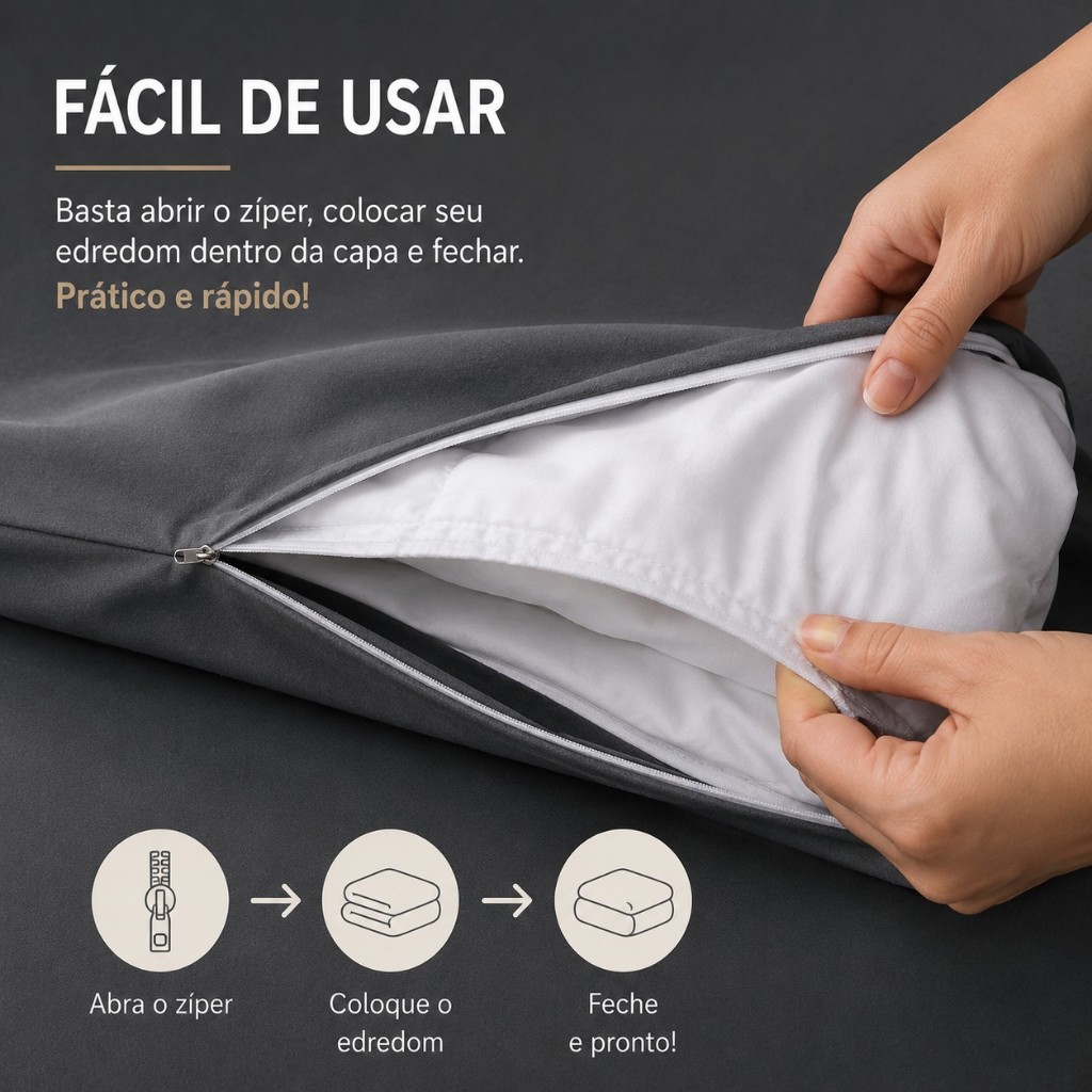 Capa De Edredom Duvet Zíper Acetinado Micropercal 400 Fios PREMIUM Coberdrom LENÇOL DUPLO. — imagem 2 de 2