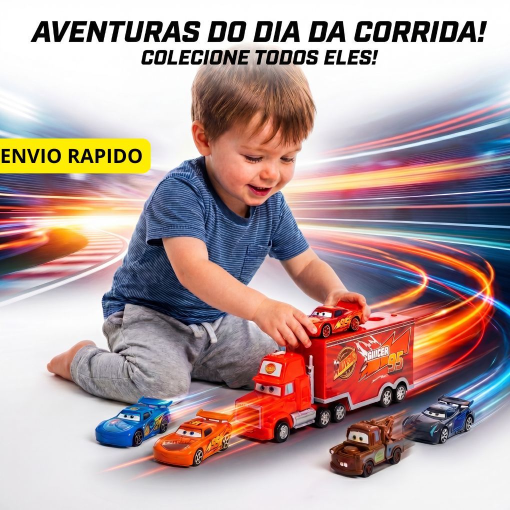 Kit 7 Carrinhos de brinquedo  do filme Carros 3 disney Mcqueen relâmpago om caminhão para crianças