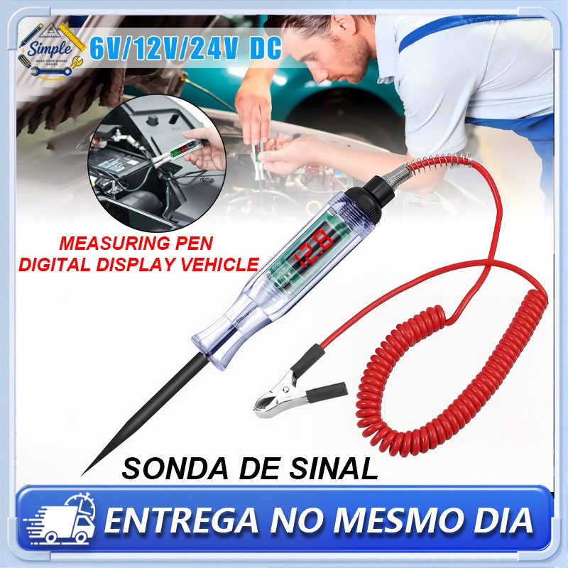 6V -24V DC Testador de Luz Automotivo Digital LED Testador De Circuito De Tensão Caneta De Sonda Longa Lâmpada