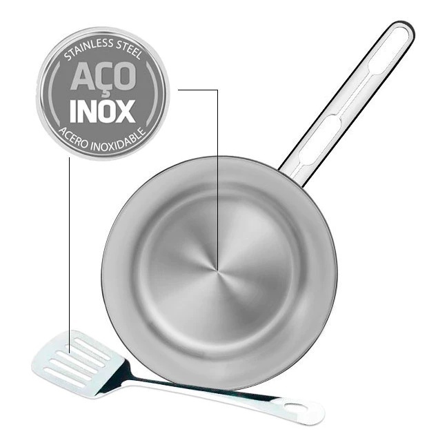 Frigideira Inox de Indução Tramontina Allegra 20cm Fundo Triplo com Espátula em Aço Inox — imagem 2 de 2
