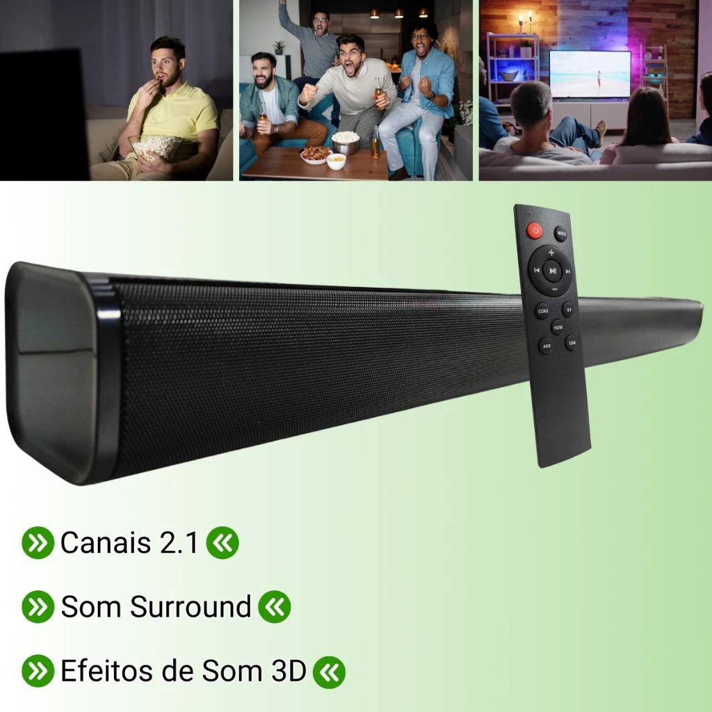 Soundbar Som Para Casa Sound Bar 80w Potente Smart Tv Usb