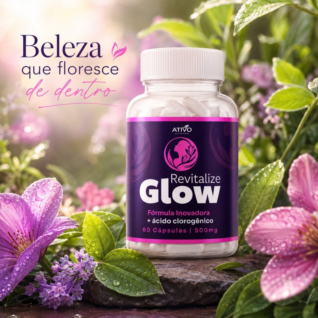 Revitalize Glow | Ativo Nutrition - 500mg - 60 Cápsulas - Ácido Clorogênico, Antioxidante, Vitalidade e Bem-Estar