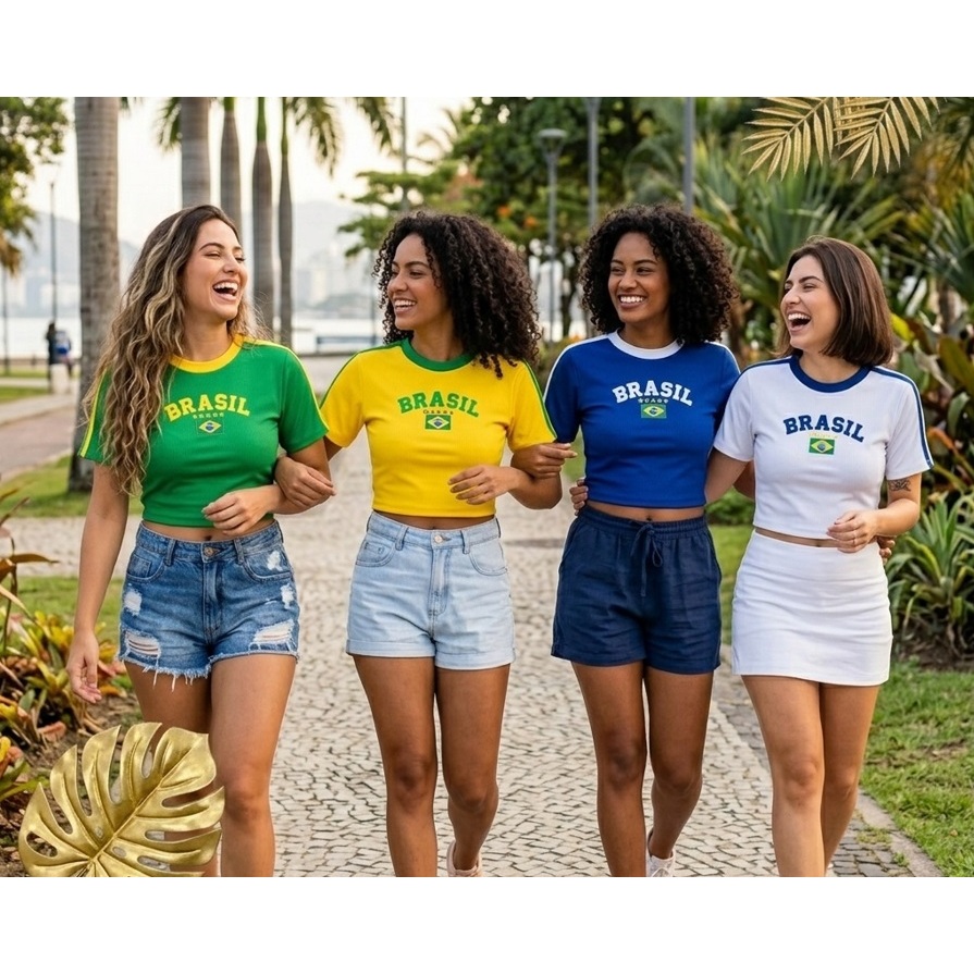 Blusinha Cropped Brasil Futebol Copa Envio Rápido Canelado Seleção Futebol Brasil 2026 Copa do Mundo