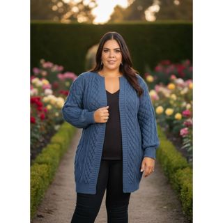 Sobretudo Tricô Plus Size Feminino Casaco Grosso tamanho grande