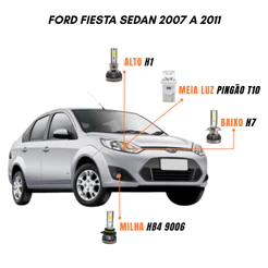 Kit Lâmpadas Farol LED Ford Fiesta Sedan 2007 a 2011 6500K Luz Branca – Y3