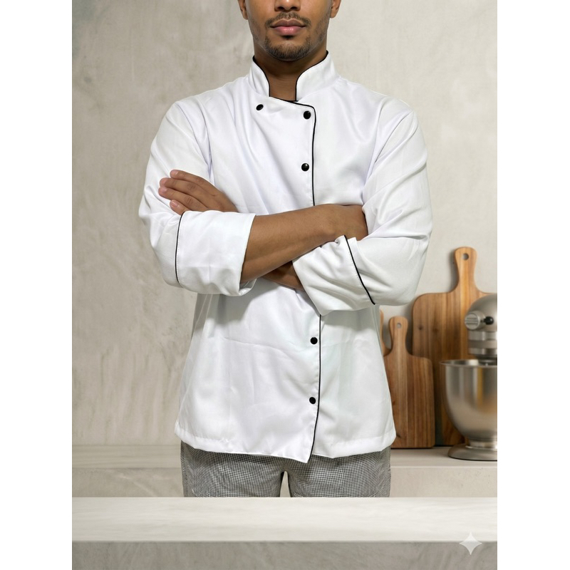 Dolmã Jaleco Chef Cozinha Gabardine Manga 3/4 Branca Botão Pressão Nome Bordado Unissex Gastronomia Restaurante Doma