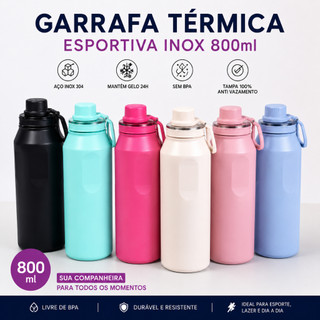 Belifou Glitter Garrafa Térmica Portátil De 800 Ml Com Isolamento Duplo Adequada Para Aca…