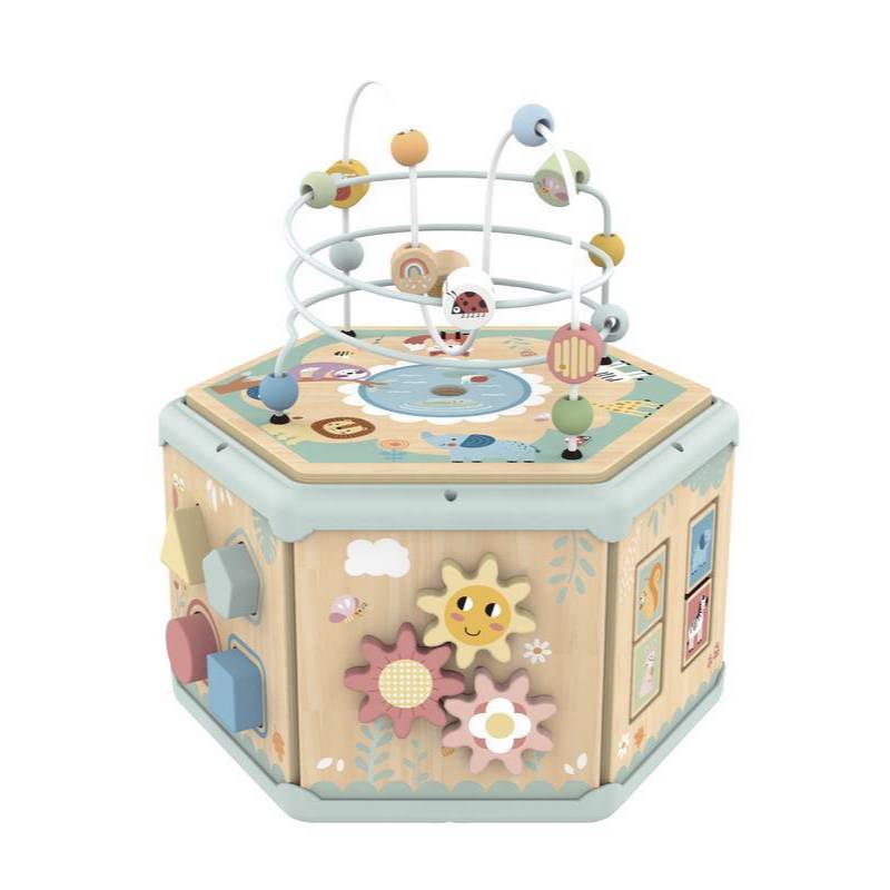 Cubo De Atividades Didático Madeira Aramado 7 in 1 35cm Brinquedo Didático Infantil - Tooky Toy