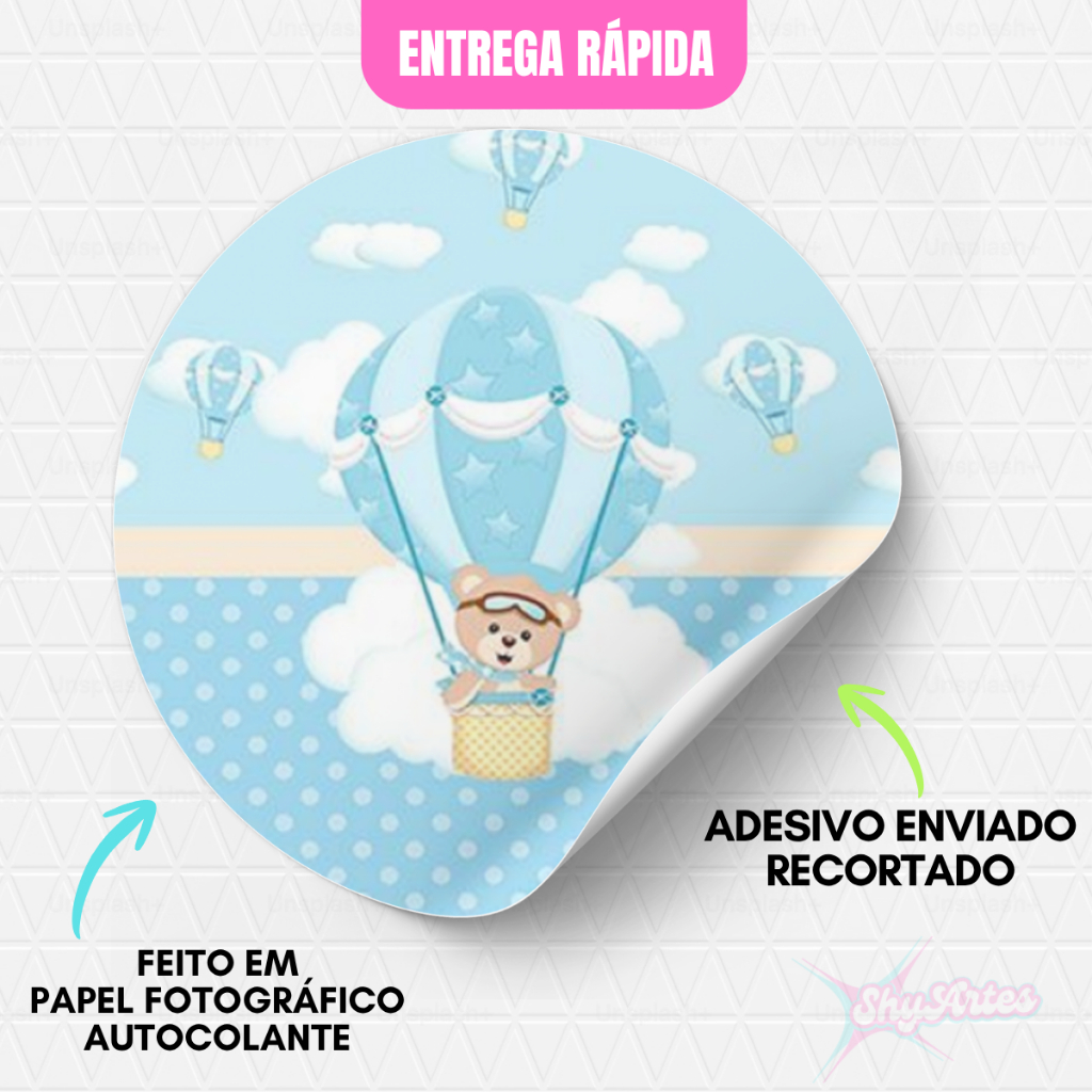 50 ADESIVOS URSINHO BALOEIRO TAMANHO 4X4 - CHÁ DE BEBÊ, ANIVERSÁRIO, FESTAS, ENFEITE PARA FRASCOS, MIMOS, DECORAÇÃO