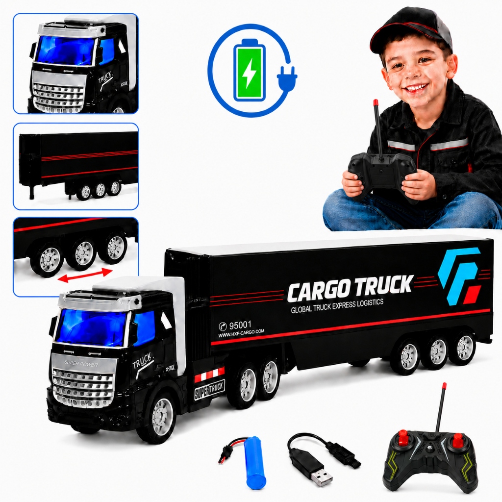 Caminhão De Controle Remoto Carreta Truck Grande Com Bateria Recarregável Presente Menino Kizumba