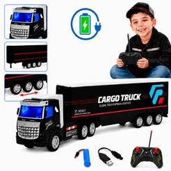 Caminhão De Controle Remoto Carreta Truck Grande Com Bateria Recarregável Presente Menino Kizumba