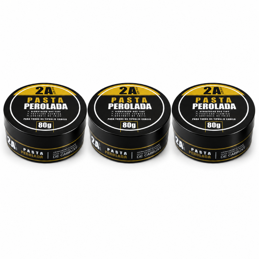 Kit 3 Pomadas Modeladoras Masculinas Peroladas 80g 2A Para Cabelo Sem Forma Definição e Controle