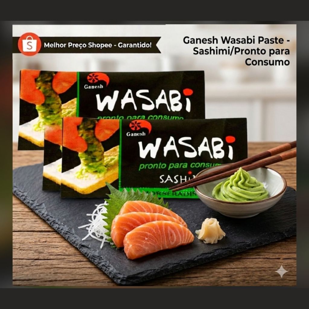 Wasabi Taichi Sachê 2,5g Kit 50 Unidades Pronto para Uso Sushi Temaki Delivery Comida Japonesa