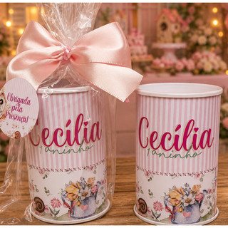 Cofrinho Personalizado com embalagem+laço+tag-Lembrancinhas de aniversário-Jardim das Borboletas-Jardim Encantado