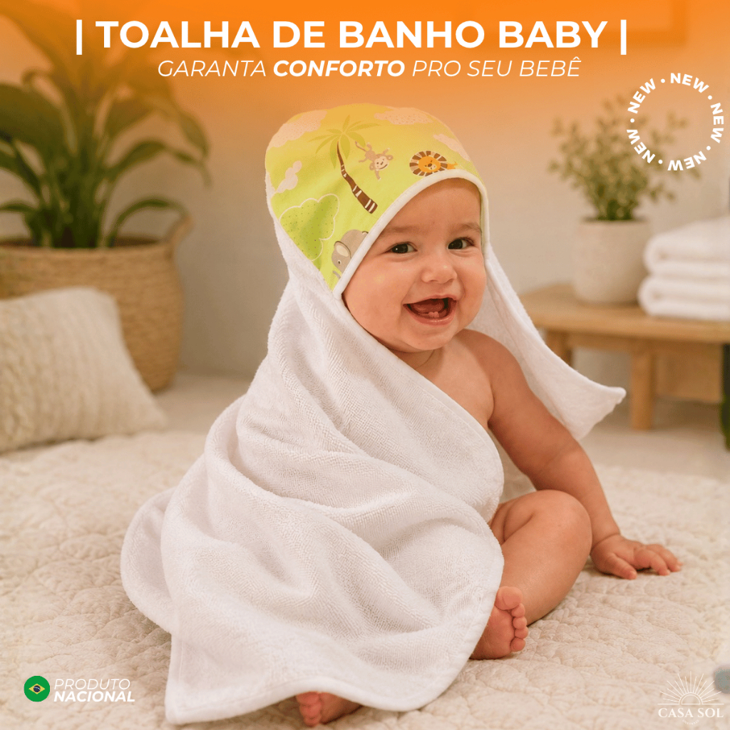 TOALHA DE BANHO PARA BEBÊ COM CAPUZ TECIDO FRALDA | 100% ALGODÃO | ESTAMPAS | UNISSEX