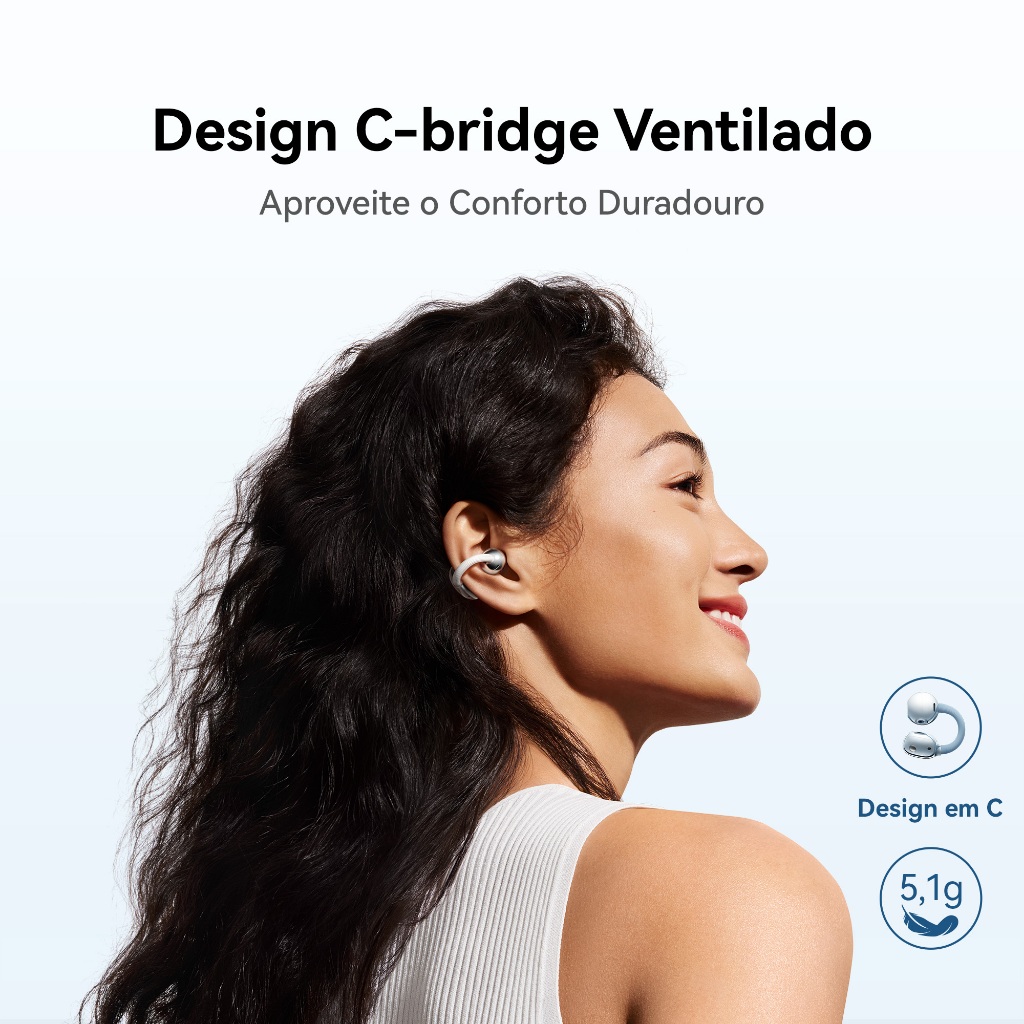 HUAWEI FreeClip 2, Fone de Ouvido Bluetooth Sem Fio Design em C, Chamadas Nítida