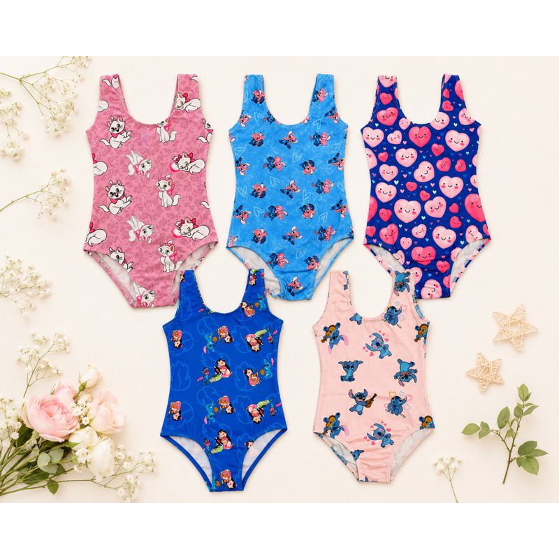 Body Maiô infantil para meninas com estampas do Stich e outros personagens *ENVIO IMEDIATO* 🚚