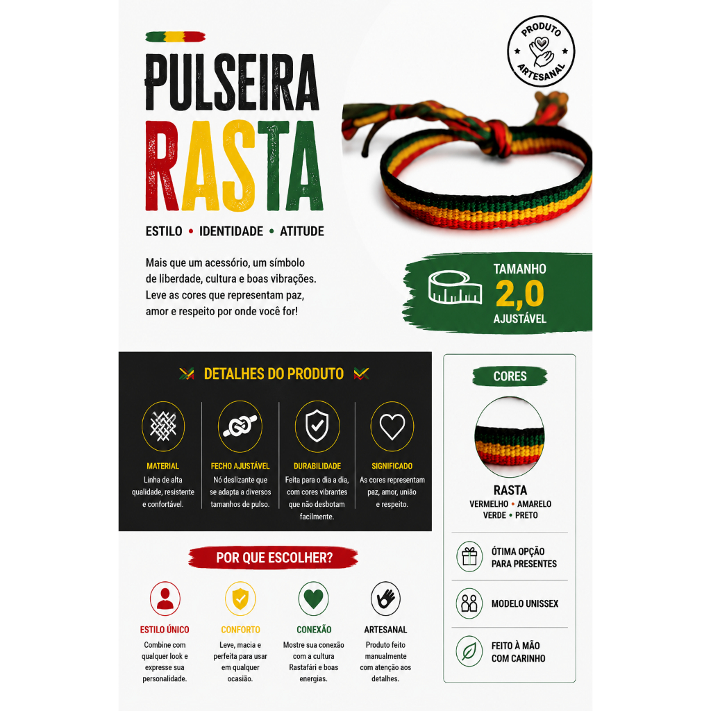 Pulseira da Amizade Reggae Bob Marley Reggae Jamaica