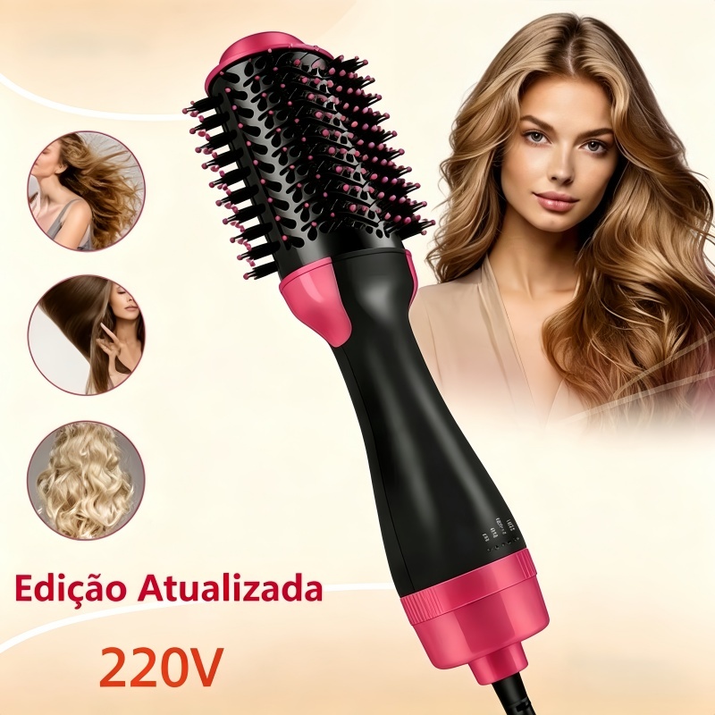 Escova Secadora 3 em 1 220V Alisa Ondula e Seca Cabelos com Íons Negativos para Uso Diário