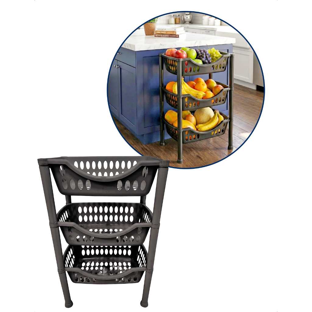 Fruteira de Chao 3 Andares Plastico Organizadora Multiuso 10kg