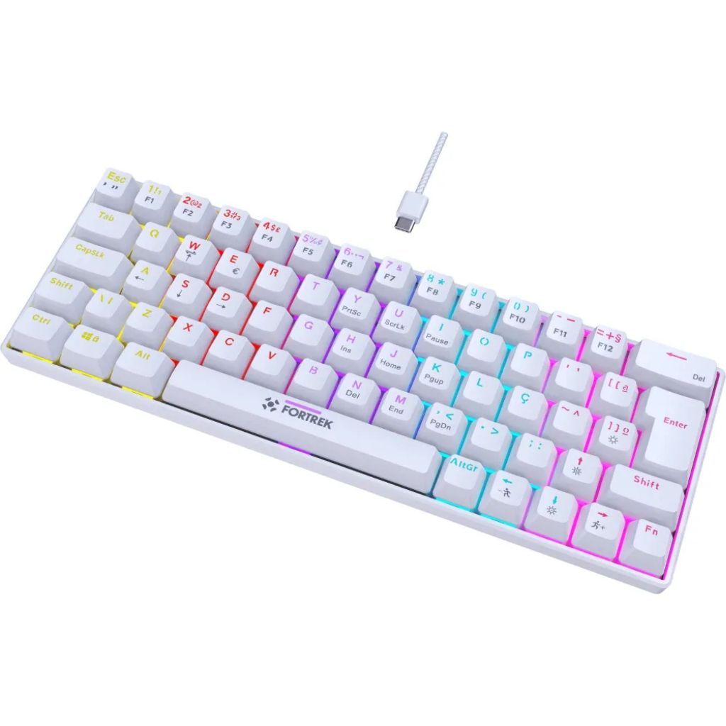 Teclado Gamer Mecânico Sem fio Fortrek Gravity 65% Compacto Rainbow Anti-Ghosting