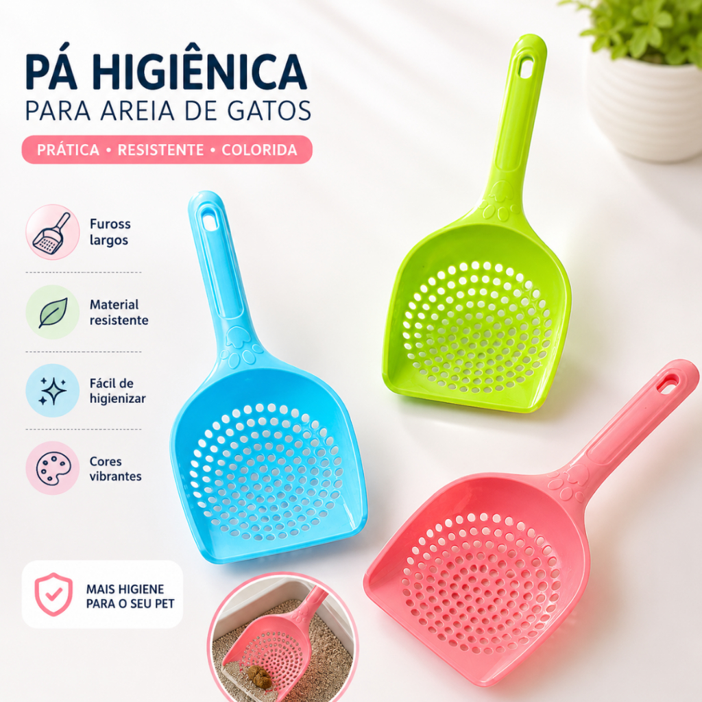 Pá Cata Coco Para Caixa de Areia Higiênica Gatos Pet