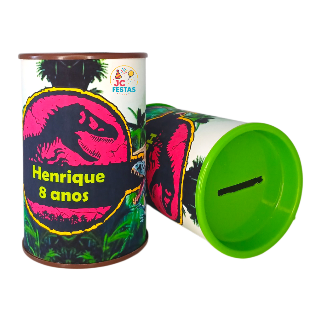 Jurassic Park World Dinossauro Cofrinhos personalizado lembrancinha aniversário festa porta moeda