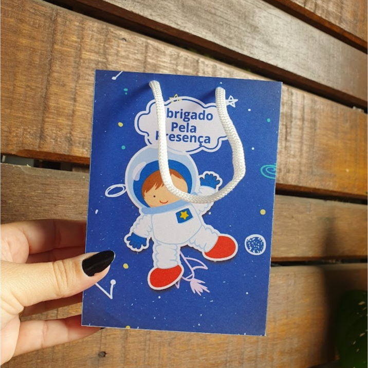 Sacolinha Personalizada P Tema MENINO ASTRONAUTA - PEGUE E MONTE– Lembrancinha Festa Infantil Aniversário PRONTA ENTREGA