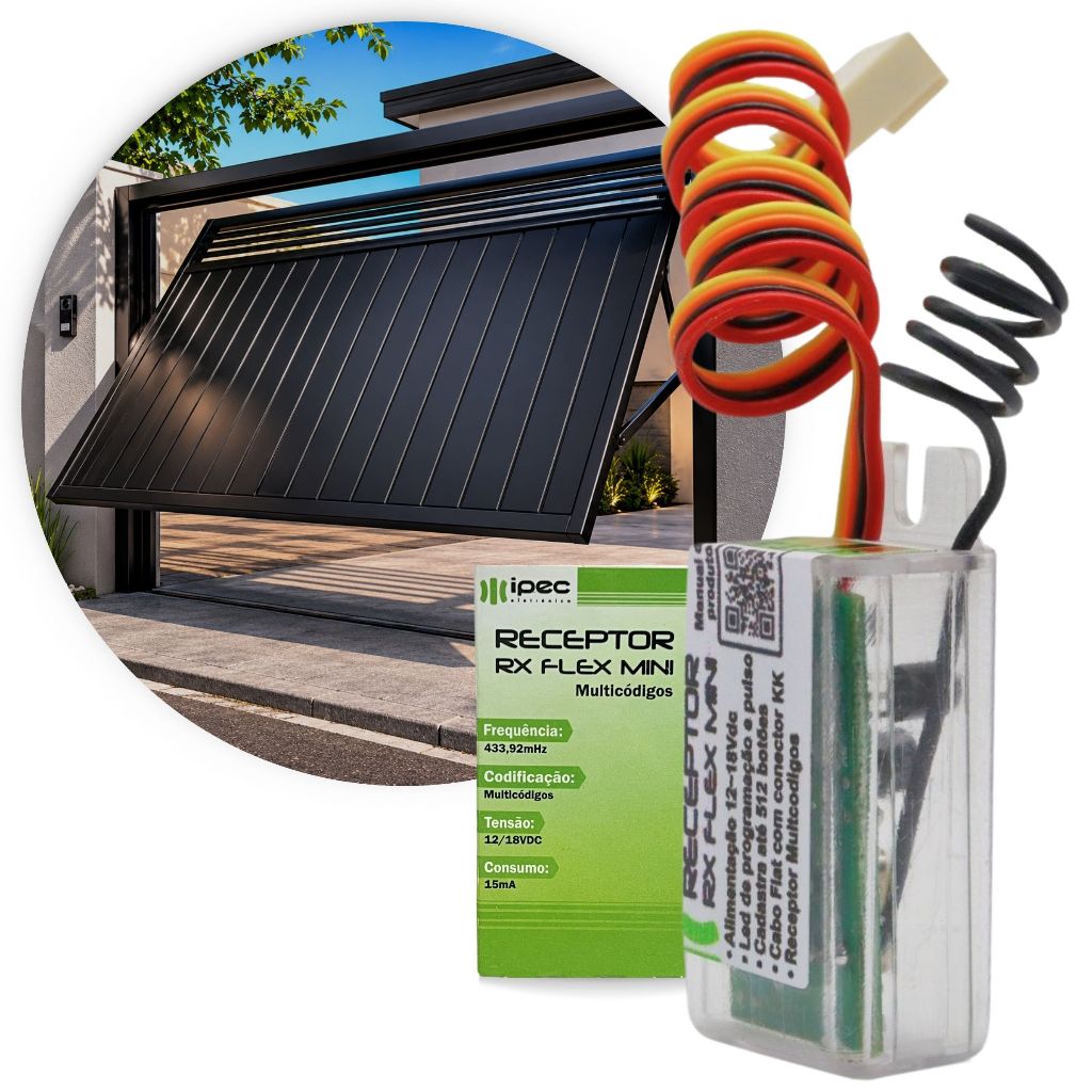 Receptor RX Flex Mini IPEC P/ Central de Portão Automatizado
