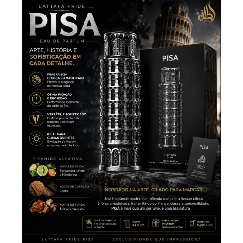 Perfume Lattafa Pisa Original  Perfume Arabe Lattafa Pisa 100ml Perfume Arabe Masculino Lattafa Pisa Original