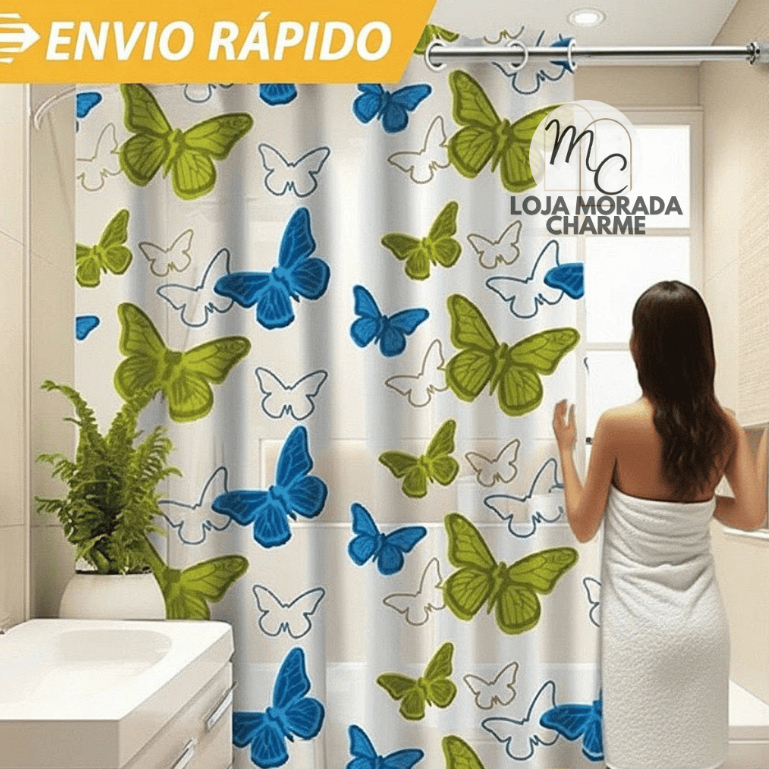 Cortina Box de Banheiro Anti Mofo Impermeável 100% PVC Reforçado C\Ilhós Tamanho 1,38m x 1,98m Fácil Instalação