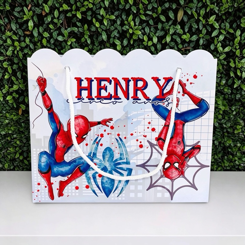 Sacolinha HOMEM ARANHA Personalizada / Bolsinha Lembrancinha Aniversário / (PEGUE E MONTE)