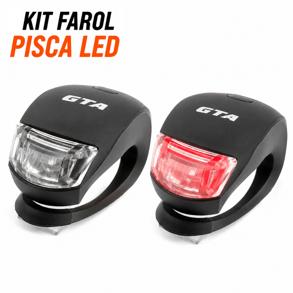 Farol Para Bicicleta Lanterna Kit Sinalizador Led Pisca 2 Luzes Para Bike A Prova d' Agua Silicone