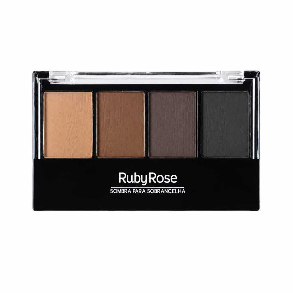 Paleta de Sombras RUBY ROSE para Sobrancelha com Primer - 3 tonalidades com aplicador Longa Duração