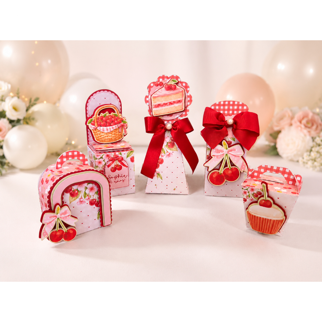 Kit festa Cerejinha - Lembrancinhas aniversário infantil - Caixinhas personalizadas