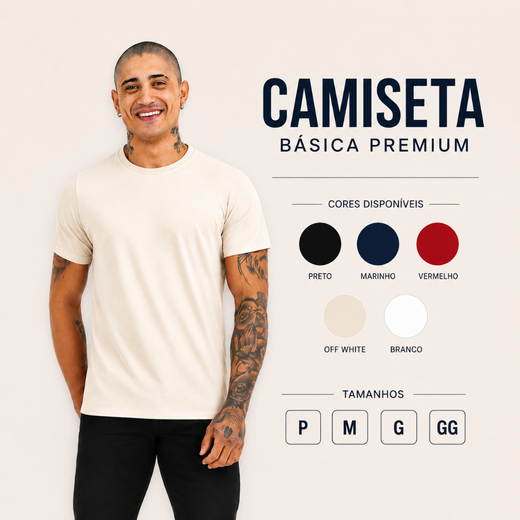 Camiseta Masculina Camisa Basica, camiseta premium, camiseta algodao, camisa preta