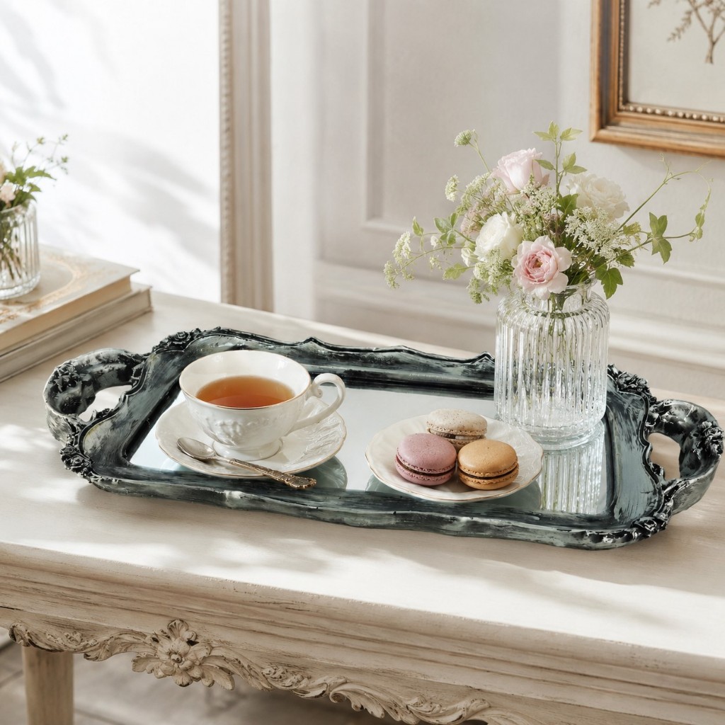 Bandeja Espelhada Provençal Decoração Mesa Posta Prata Antigo Envio Rápido