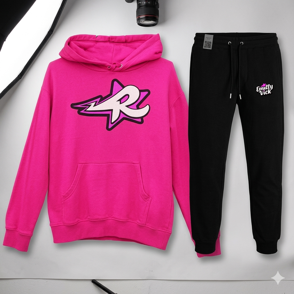 Conjunto feminino Moletom Infantil agasalho casaco abrigo e Calça Emily Vick Os Rosa DO 2 AO 14 ANOS - MOLETOM