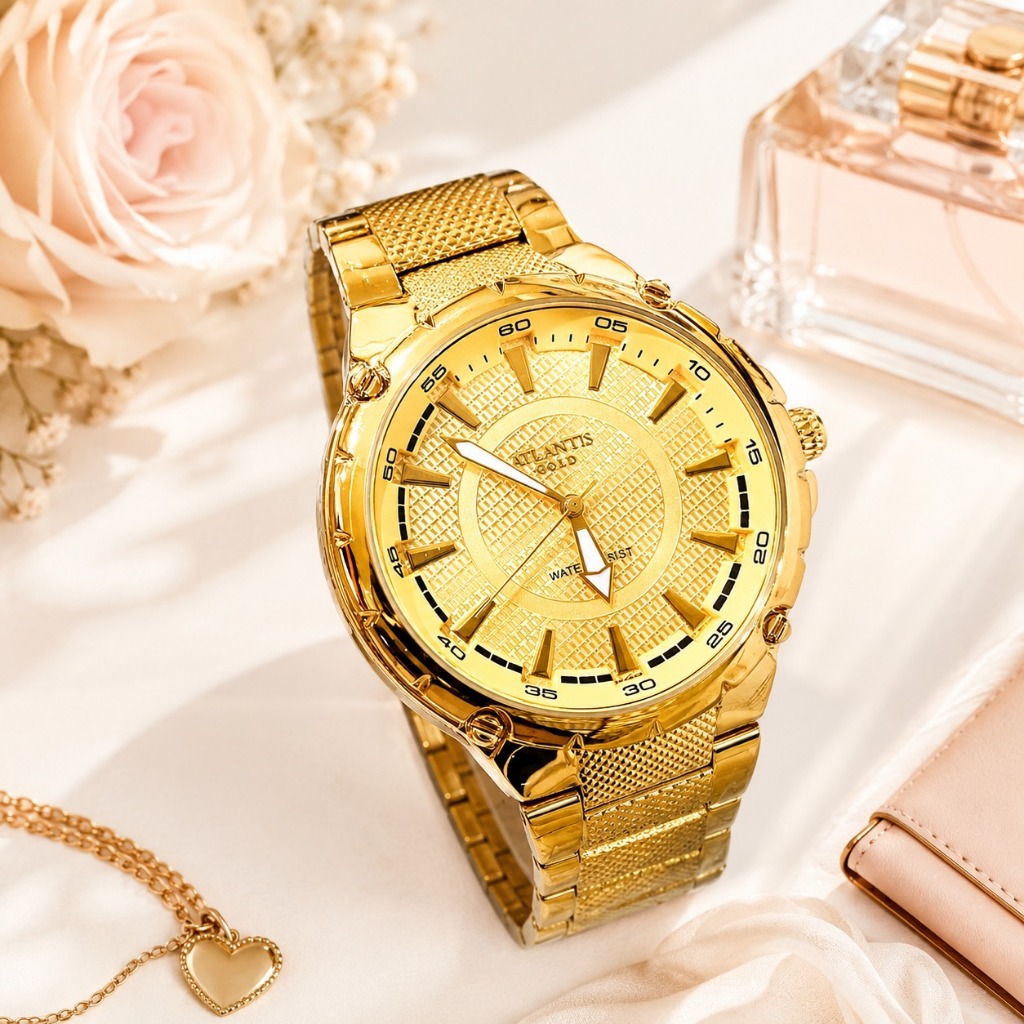 Relógio Atlantis Gold Original Feminino Dia das Mães; 100% Aprova Dágua + Caixinha Personalizada