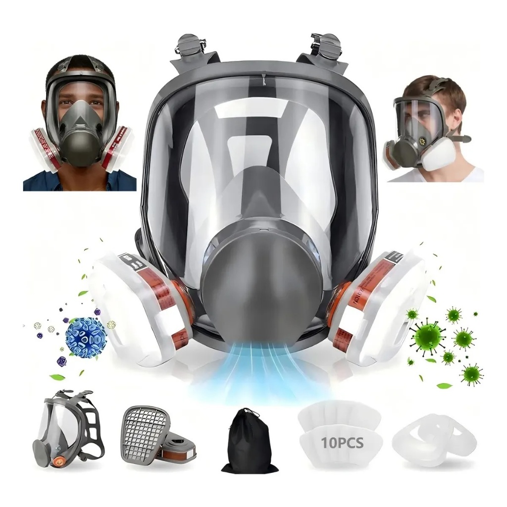 Máscara Pintura Automotiva Completa Kit 10 Filtros 5n11 92% Reusable Face Respirator 16-in-1 Full Coverage Gas Cap Organ