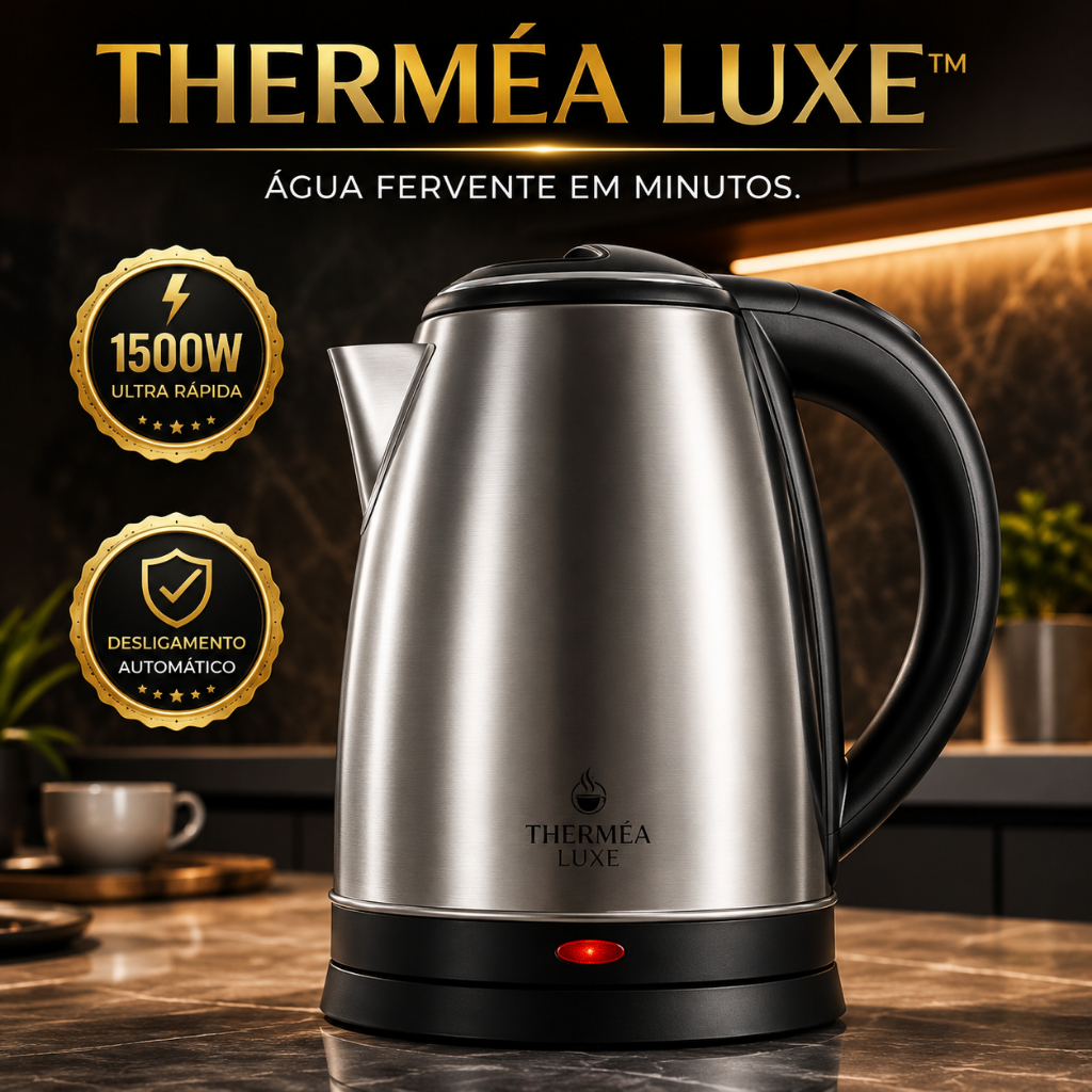 Chaleira Elétrica Inox 1,8L 1500W Aquecimento Rápido Desliga Automático Base 360° 220V Therméa Luxe