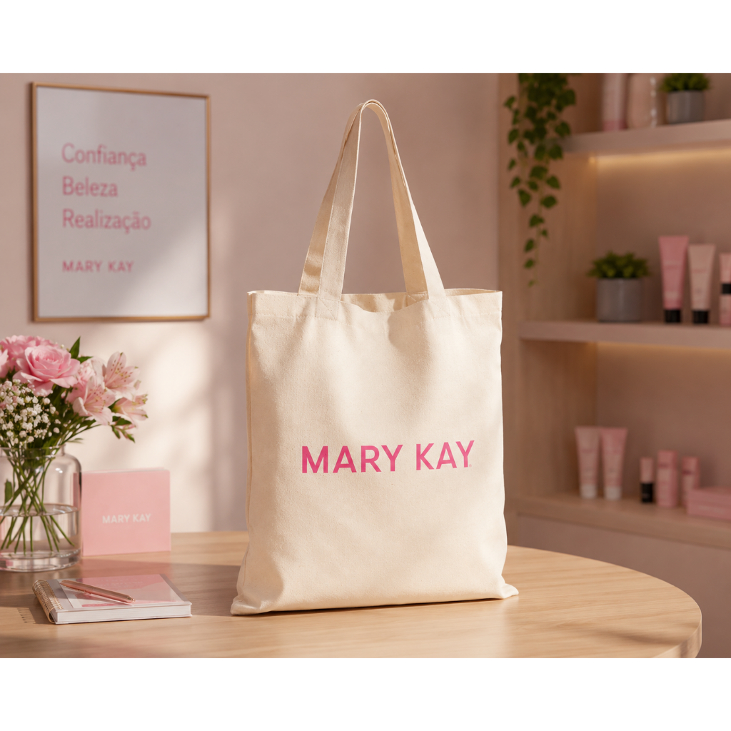 Sacola Ecobag Personalizada MARY KAY 30x40cm 100% Algodão Cru Natural