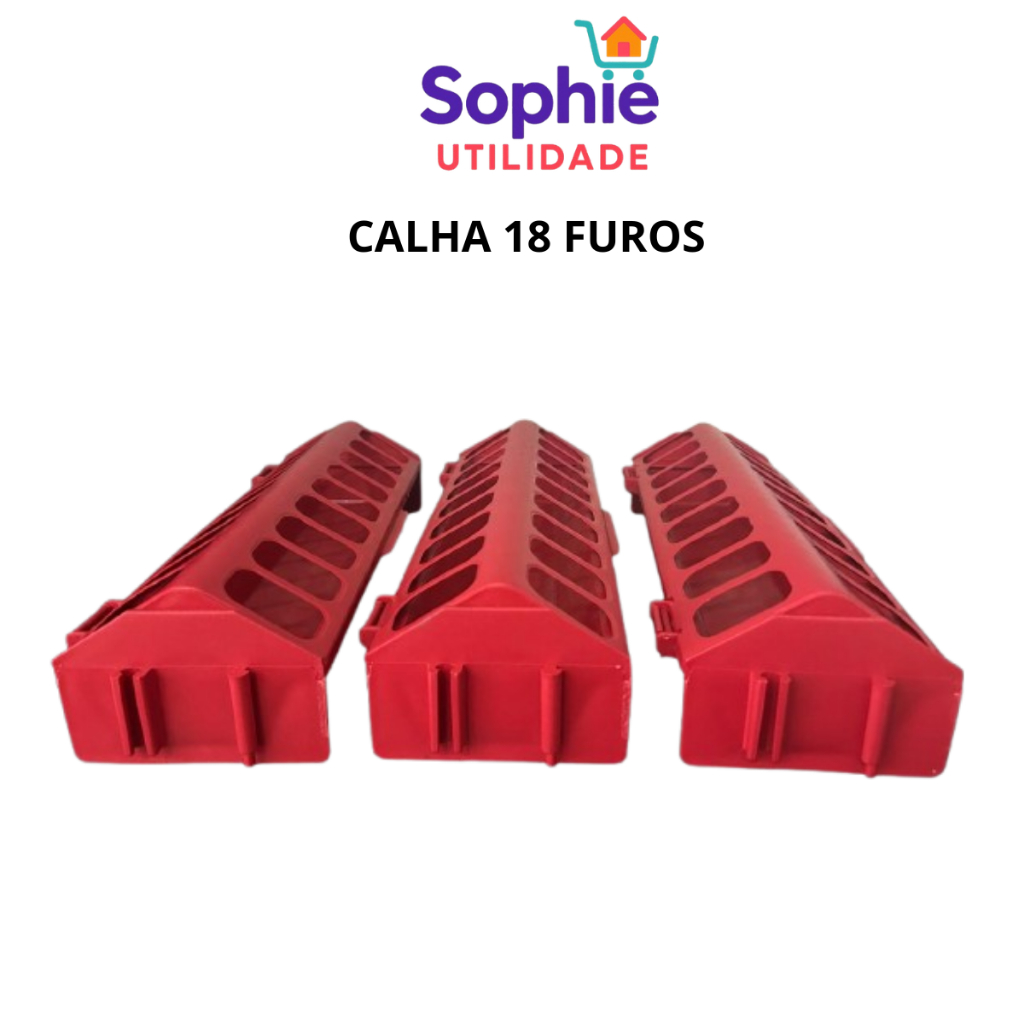 Kit 3 Comedouro Calha 30cm 18 Furos Para Codornas Pássaros Pintinhos Granja Galinhas Aves