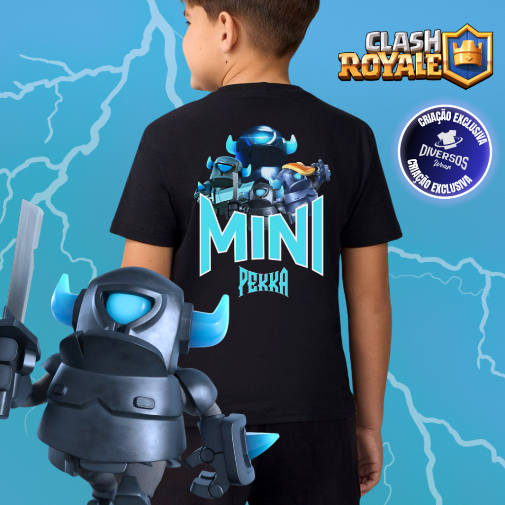 Camiseta Camisa Infantil Básica Unissex Clash Royale MINI P.E.K.K.A 100% Algodão - Envio Rápido