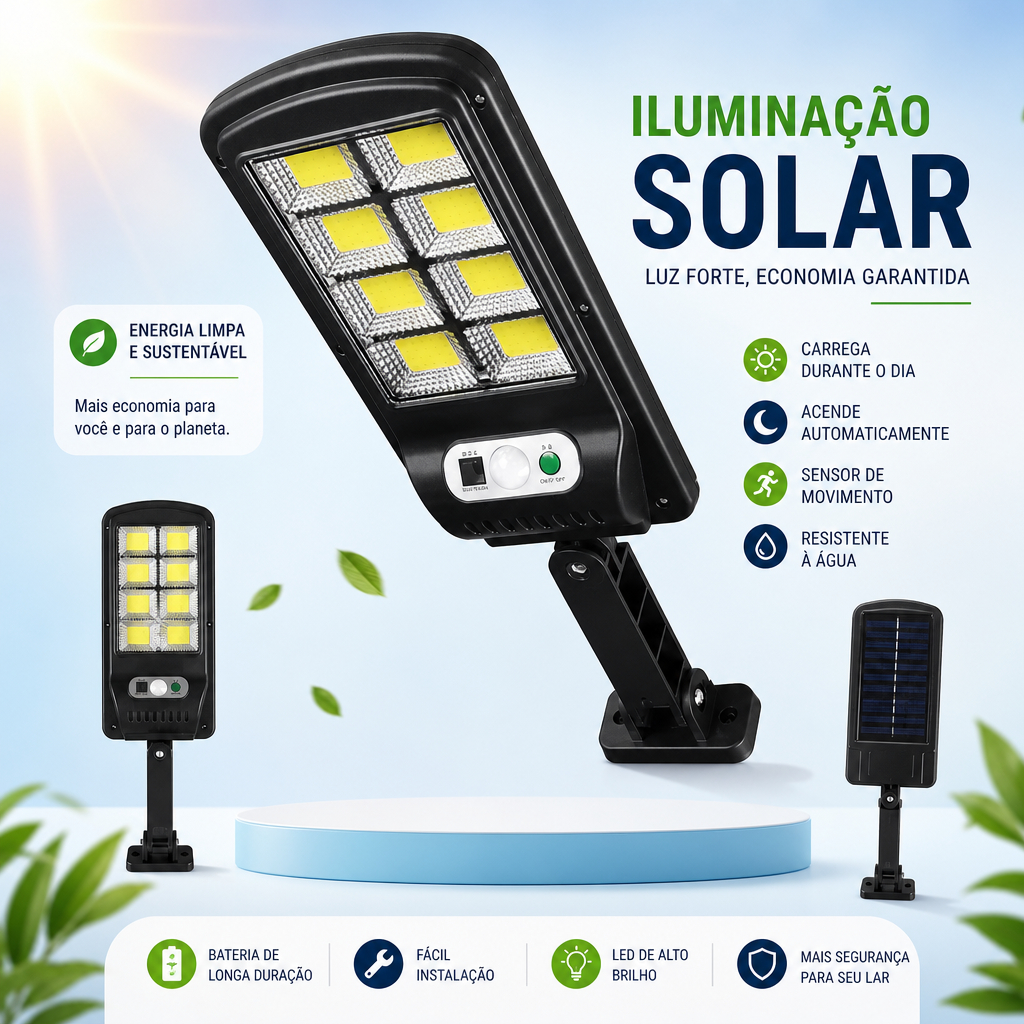 1/2/3 Pcs  Luminária Solar Poste Rua Refletor Sensor Movimento Com controle 8 Led