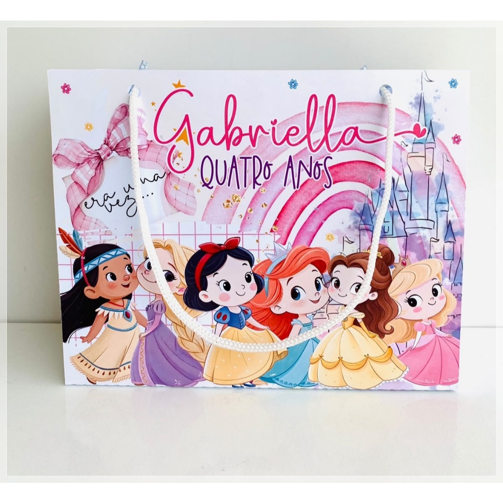sacolinha personalizada pegue e monte princesas disney-lembrancinha personalizada-festa personalizada